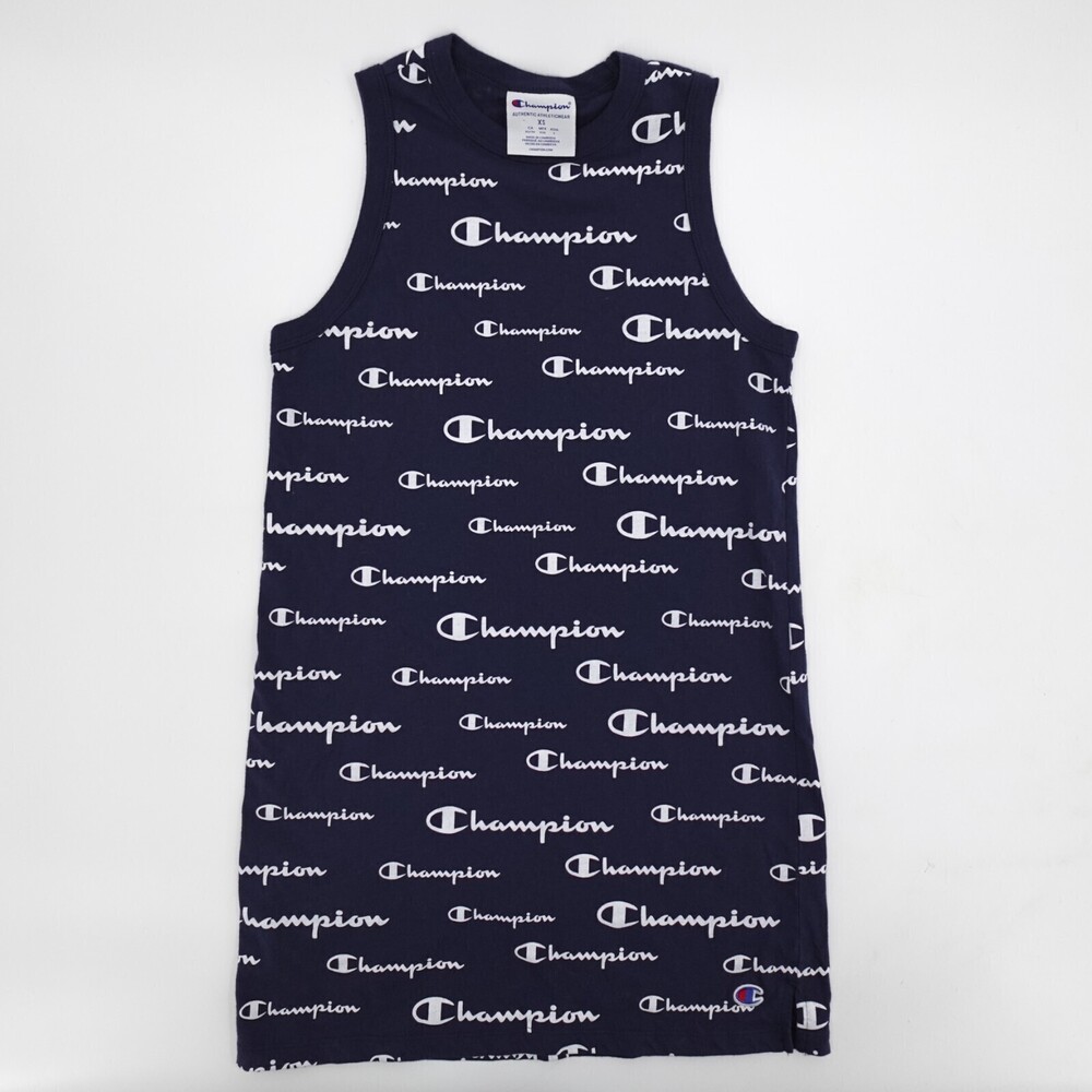 Champion Dress Womens Extra Small Navy Mini Cursive Logo Tshirt Dress Athletic